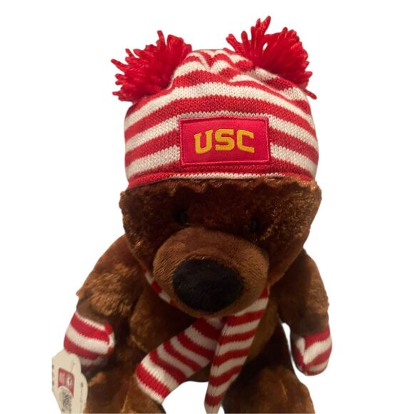 NWT NCAA USC Limited 2023 Mascot Factory Brown Stuffed Teddy Bear Beanie Scarf - Picture 4 of 13